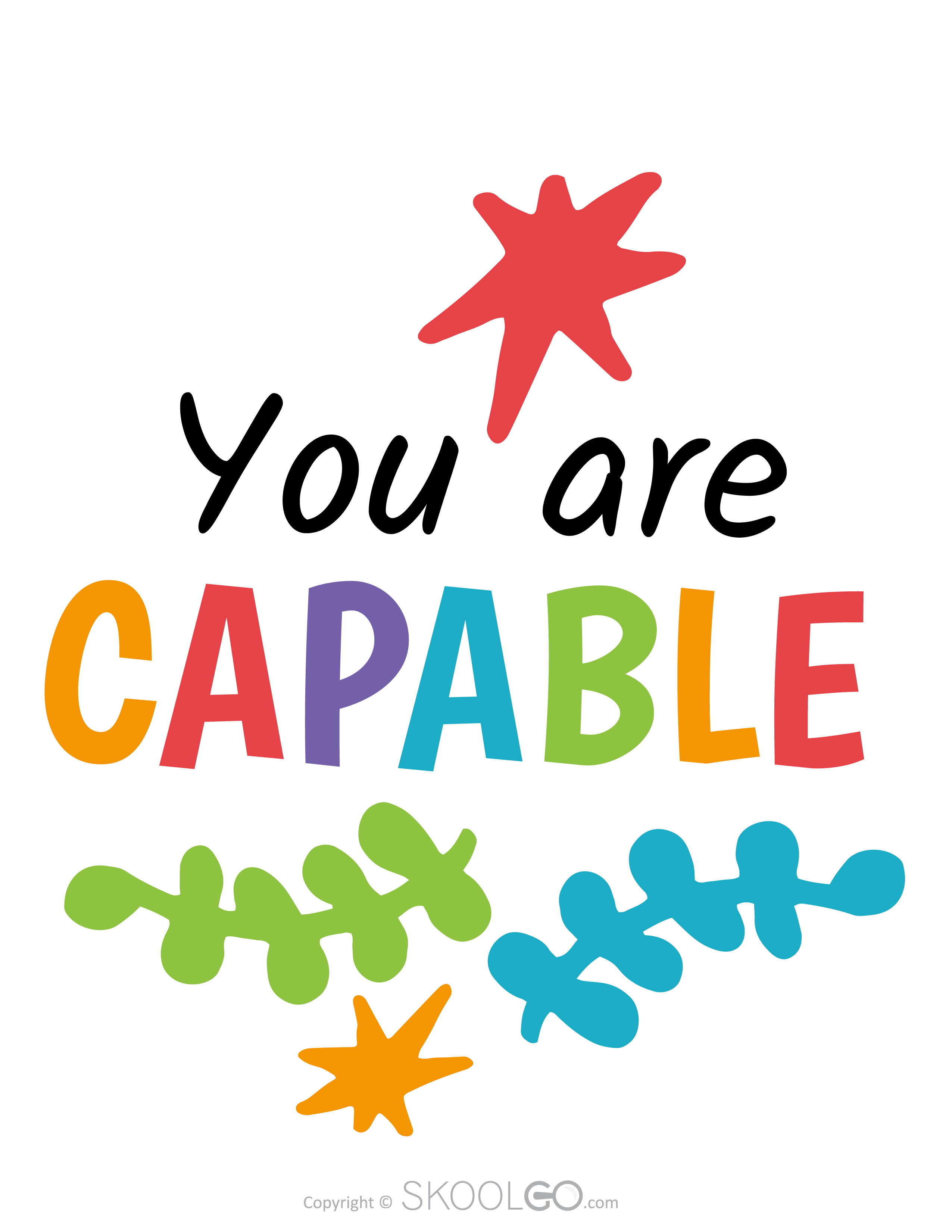 You Are Capable Free Classroom Poster SKOOLGO