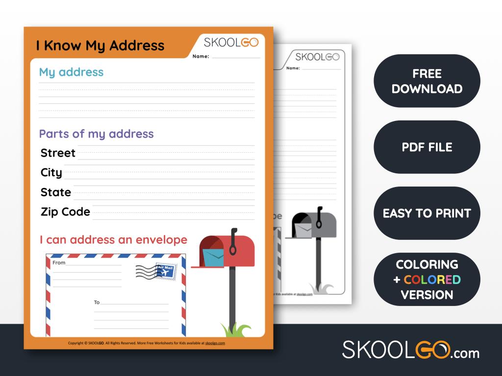 I Know My Address Free Worksheet SKOOLGO